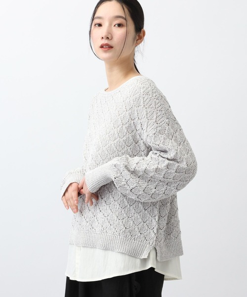 studio CLIP（スタディオクリップ）の「《natural by clip》7ゲージ透かしプルオーバーセット（その他トップス・レディース・グレー/ネイビー/ベージュ・FREE）」の7枚目の写真