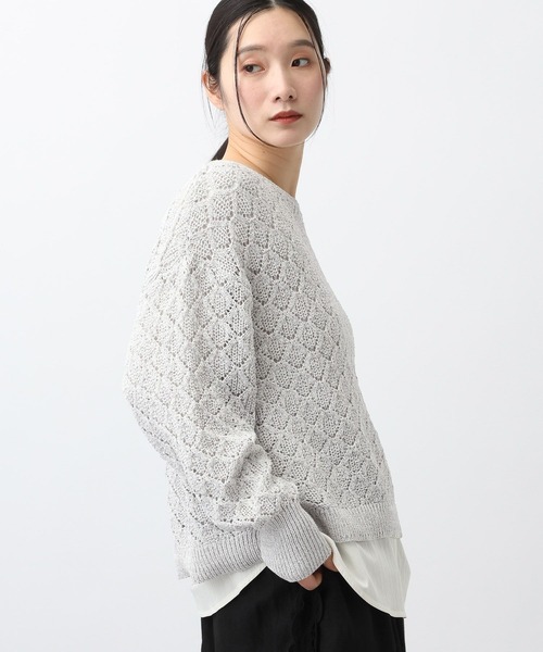 studio CLIP（スタディオクリップ）の「《natural by clip》7ゲージ透かしプルオーバーセット（その他トップス・レディース・グレー/ネイビー/ベージュ・FREE）」の9枚目の写真