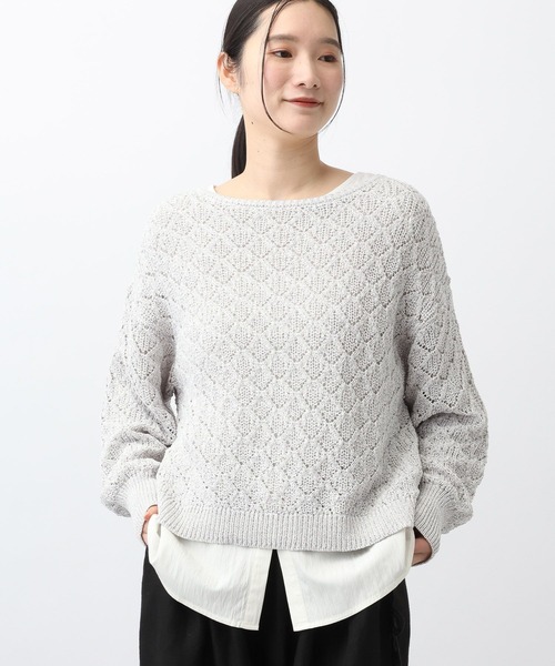 studio CLIP（スタディオクリップ）の「《natural by clip》7ゲージ透かしプルオーバーセット（その他トップス・レディース・グレー/ネイビー/ベージュ・FREE）」の10枚目の写真