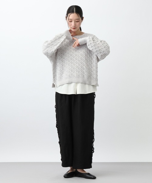 studio CLIP（スタディオクリップ）の「《natural by clip》7ゲージ透かしプルオーバーセット（その他トップス・レディース・グレー/ネイビー/ベージュ・FREE）」の12枚目の写真