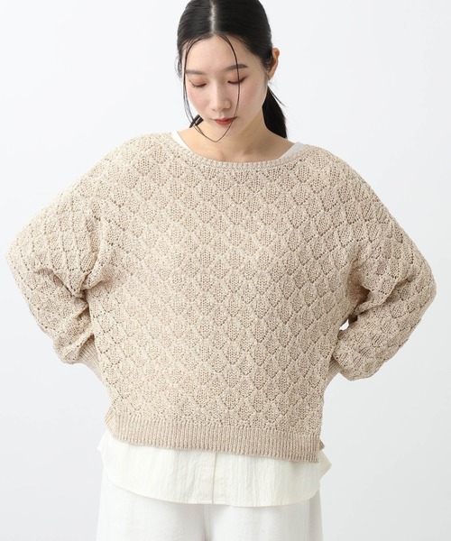 studio CLIP（スタディオクリップ）の「《natural by clip》7ゲージ透かしプルオーバーセット（その他トップス・レディース・グレー/ネイビー/ベージュ・FREE）」の16枚目の写真