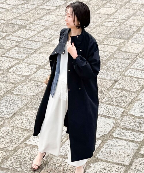 MICO COULIER(ミコクリエ)の「撥水スタンドカラーロングコート(その他アウター・レディース・ネイビー/キャメル・38)」の19枚目の写真