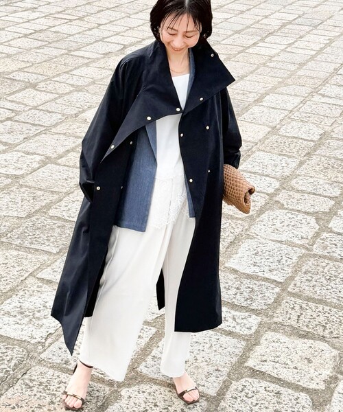 MICO COULIER(ミコクリエ)の「撥水スタンドカラーロングコート(その他アウター・レディース・ネイビー/キャメル・38)」の20枚目の写真