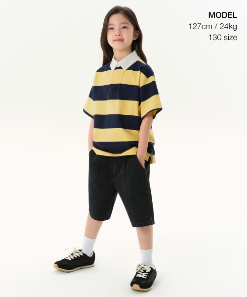 MUSINSA STANDARD KIDS（ムシンサスタンダードキッズ）の「ワンタックワイドデニムショーツ [ウォッシュドブラック]（その他パンツ・レディース・その他・100/110/120/130/140/150/160）」の5枚目の写真