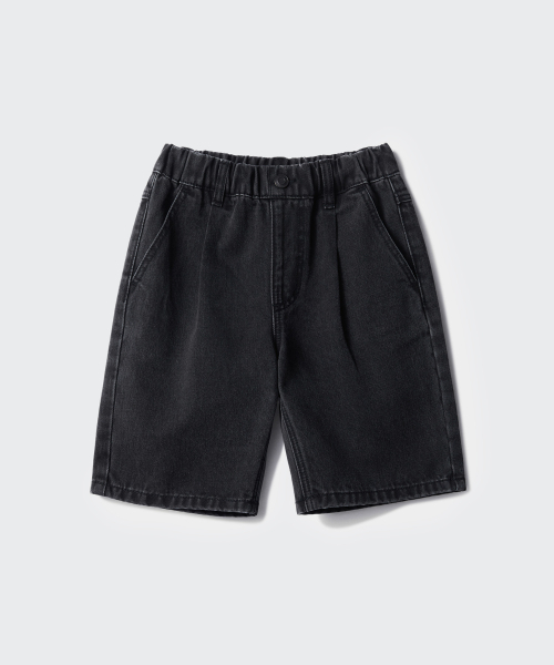 MUSINSA STANDARD KIDS（ムシンサスタンダードキッズ）の「ワンタックワイドデニムショーツ [ウォッシュドブラック]（その他パンツ・レディース・その他・100/110/120/130/140/150/160）」の6枚目の写真