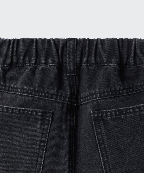 MUSINSA STANDARD KIDS（ムシンサスタンダードキッズ）の「ワンタックワイドデニムショーツ [ウォッシュドブラック]（その他パンツ・レディース・その他・100/110/120/130/140/150/160）」の2枚目の写真
