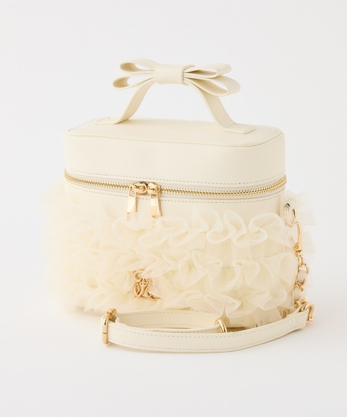one after another NICE CLAUP（ワンアフターアナザーナイスクラップ）の「再予約！【tulle collection】チュールフリルバニティーバッグ（ショルダーバッグ・レディース・ブラック/アイボリー/ピンク/サックスブルー・FREE）」の7枚目の写真