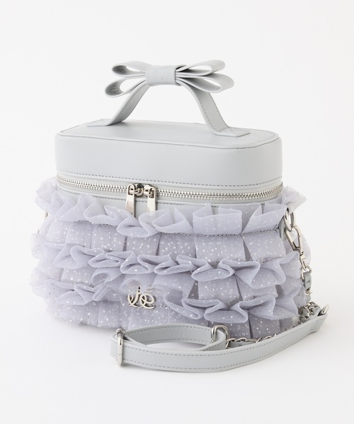 one after another NICE CLAUP（ワンアフターアナザーナイスクラップ）の「再予約！【tulle collection】チュールフリルバニティーバッグ（ショルダーバッグ・レディース・ブラック/アイボリー/ピンク/サックスブルー・FREE）」の8枚目の写真