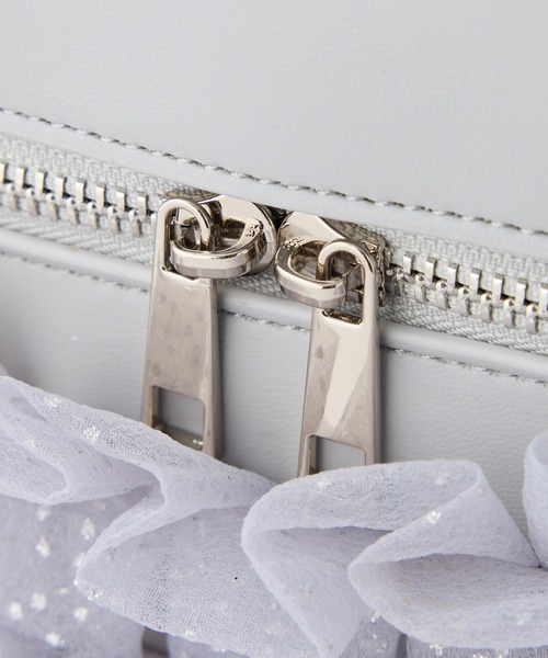 one after another NICE CLAUP（ワンアフターアナザーナイスクラップ）の「再予約！【tulle collection】チュールフリルバニティーバッグ（ショルダーバッグ・レディース・ブラック/アイボリー/ピンク/サックスブルー・FREE）」の11枚目の写真