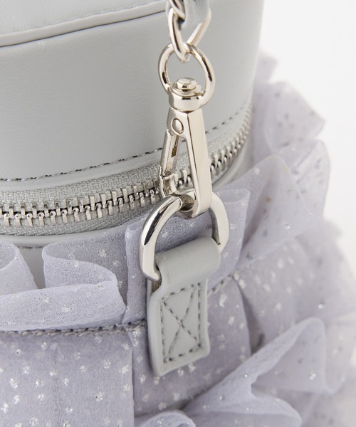 one after another NICE CLAUP（ワンアフターアナザーナイスクラップ）の「再予約！【tulle collection】チュールフリルバニティーバッグ（ショルダーバッグ・レディース・ブラック/アイボリー/ピンク/サックスブルー・FREE）」の12枚目の写真