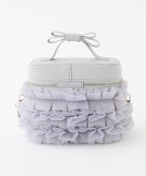 one after another NICE CLAUP（ワンアフターアナザーナイスクラップ）の「再予約！【tulle collection】チュールフリルバニティーバッグ（ショルダーバッグ・レディース・ブラック/アイボリー/ピンク/サックスブルー・FREE）」の16枚目の写真
