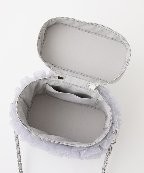one after another NICE CLAUP（ワンアフターアナザーナイスクラップ）の「再予約！【tulle collection】チュールフリルバニティーバッグ（ショルダーバッグ・レディース・ブラック/アイボリー/ピンク/サックスブルー・FREE）」の10枚目の写真