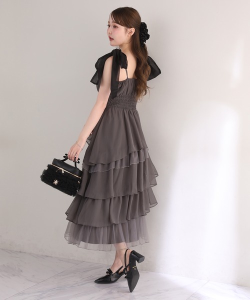 one after another NICE CLAUP（ワンアフターアナザーナイスクラップ）の「再予約！【tulle collection】チュールフリルバニティーバッグ（ショルダーバッグ・レディース・ブラック/アイボリー/ピンク/サックスブルー・FREE）」の21枚目の写真