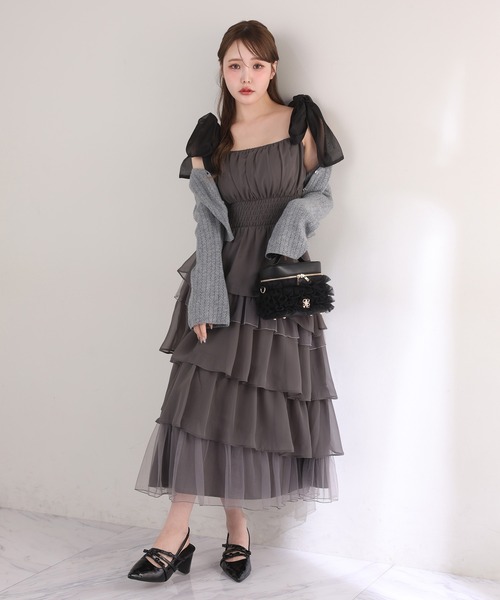 one after another NICE CLAUP（ワンアフターアナザーナイスクラップ）の「再予約！【tulle collection】チュールフリルバニティーバッグ（ショルダーバッグ・レディース・ブラック/アイボリー/ピンク/サックスブルー・FREE）」の22枚目の写真