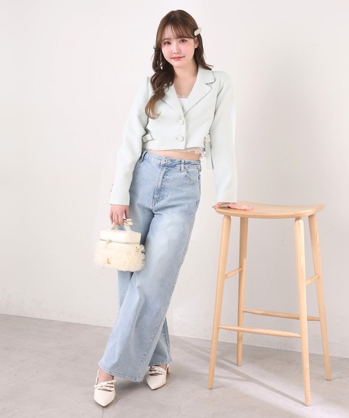 one after another NICE CLAUP（ワンアフターアナザーナイスクラップ）の「再予約！【tulle collection】チュールフリルバニティーバッグ（ショルダーバッグ・レディース・ブラック/アイボリー/ピンク/サックスブルー・FREE）」の19枚目の写真