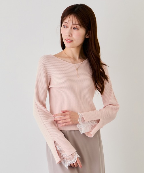 Jayro(ジャイロ)の「袖レース使いプルオーバー(Tシャツ/カットソー・レディース・チャコールグレー/ホワイト系その他2/ピンク/ネイビー・M)」の4枚目の写真