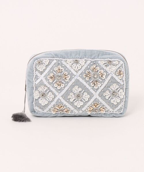 studio CLIP（スタディオクリップ）の「ﾋﾞｰｽﾞｼｼｭｳﾒｲｸﾎﾟｰﾁ（その他雑貨・レディース・ベージュ/ブルー・FREE）」の2枚目の写真