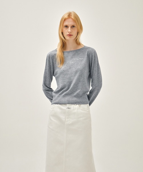 MARITHE + FRANCOIS GIRBAUD(マリテフランソワジルボー)の「W BOAT NECK KNIT PULLOVER(ニット/セーター・レディース・ライトグレー/ネイビー・MEDIUM/SMALL)」の2枚目の写真
