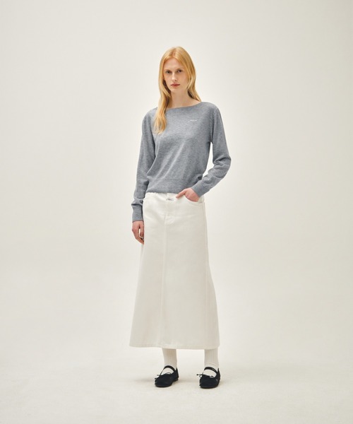 MARITHE + FRANCOIS GIRBAUD(マリテフランソワジルボー)の「W BOAT NECK KNIT PULLOVER(ニット/セーター・レディース・ライトグレー/ネイビー・MEDIUM/SMALL)」の3枚目の写真