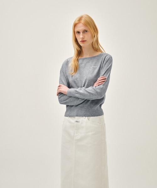 MARITHE + FRANCOIS GIRBAUD(マリテフランソワジルボー)の「W BOAT NECK KNIT PULLOVER(ニット/セーター・レディース・ライトグレー/ネイビー・MEDIUM/SMALL)」の4枚目の写真