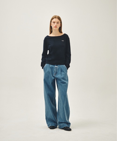MARITHE + FRANCOIS GIRBAUD(マリテフランソワジルボー)の「W BOAT NECK KNIT PULLOVER(ニット/セーター・レディース・ライトグレー/ネイビー・MEDIUM/SMALL)」の12枚目の写真