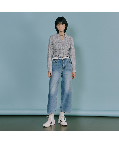 LAP（ラップ）の「ウォッシングクロップワイドフィットデニムパンツ AS1DP269（デニムパンツ・レディース・インディゴブルー・SMALL/MEDIUM）」の5枚目の写真