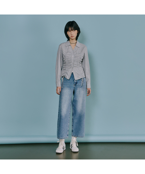 LAP（ラップ）の「ウォッシングクロップワイドフィットデニムパンツ AS1DP269（デニムパンツ・レディース・インディゴブルー・SMALL/MEDIUM）」の6枚目の写真