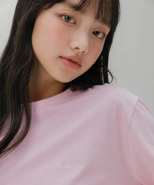 MELLOTORY(メロートリー)の「ソフトストライプTシャツ (2カラー)(Tシャツ/カットソー・レディース・ラベンダー/ピンク・FREE)」の4枚目の写真