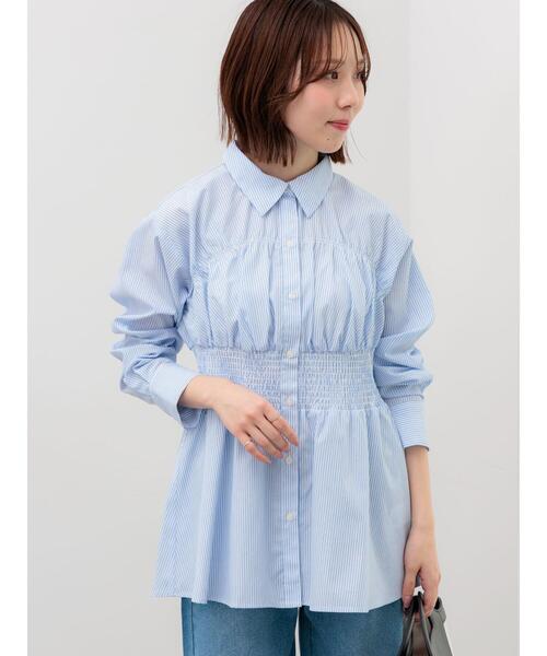 Te chichi(テチチ)の「ペプラムシャーリングシャツブラウス(シャツ/ブラウス・レディース・ピンク/サックスブルー/オフホワイト・F)」の3枚目の写真
