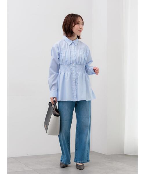Te chichi(テチチ)の「ペプラムシャーリングシャツブラウス(シャツ/ブラウス・レディース・ピンク/サックスブルー/オフホワイト・F)」の13枚目の写真
