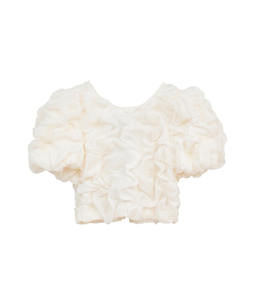 CLANE(クラネ)の「【CLANE/クラネ】W FACE CLOUD PUFF SLEEVE TOPS/ダブルフェイスクラウドパフスリーブトップス(Tシャツ/カットソー・レディース・ブラック/ホワイト・1)」の2枚目の写真