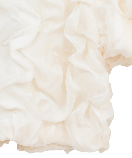 CLANE(クラネ)の「【CLANE/クラネ】W FACE CLOUD PUFF SLEEVE TOPS/ダブルフェイスクラウドパフスリーブトップス(Tシャツ/カットソー・レディース・ブラック/ホワイト・1)」の6枚目の写真