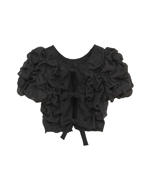 CLANE(クラネ)の「【CLANE/クラネ】W FACE CLOUD PUFF SLEEVE TOPS/ダブルフェイスクラウドパフスリーブトップス(Tシャツ/カットソー・レディース・ブラック/ホワイト・1)」の9枚目の写真