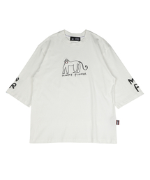 Monkey Flower（モンキーフラワー）の「共用キッチドローイング刺繍5部袖Tシャツ/MM9WTS11U4 ホワイト（Tシャツ/カットソー）」
