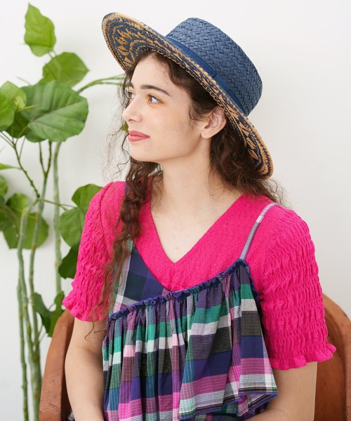 チャイハネ(チャイハネ)の「【チャイハネ】ビンスハット カンカン帽(ハット・レディース・ネイビー/ブラウン・FREE)」の6枚目の写真