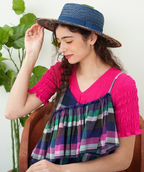 チャイハネ(チャイハネ)の「【チャイハネ】ビンスハット カンカン帽(ハット・レディース・ネイビー/ブラウン・FREE)」の5枚目の写真