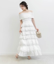 RANDA（ランダ）の「オフショルフリルキャミワンピース（ワンピース）」