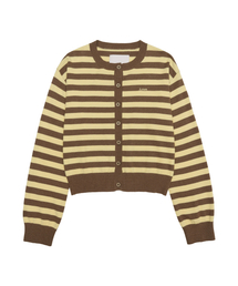 STRIPE ROUND NECK CARDIGAN YELLOW