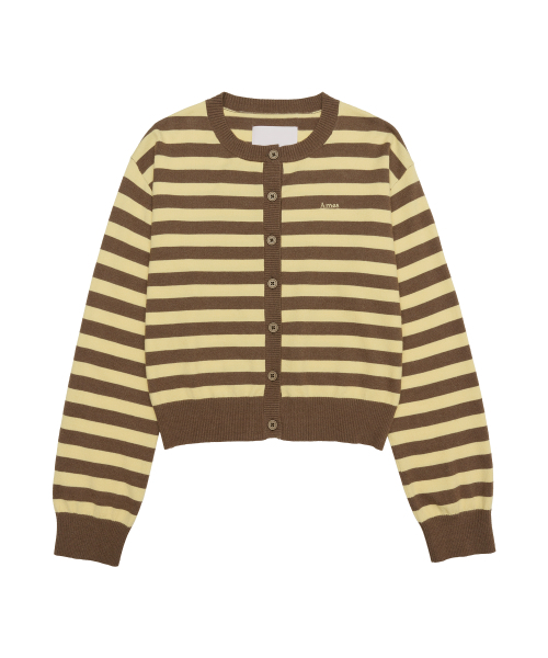 AMESWORLDWIDE(アメスワールドワイド)の「STRIPE ROUND NECK CARDIGAN YELLOW(カーディガン/ボレロ・レディース・その他・FREE)」の1枚目の写真