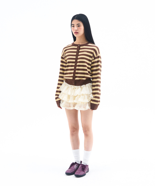 AMESWORLDWIDE(アメスワールドワイド)の「STRIPE ROUND NECK CARDIGAN YELLOW(カーディガン/ボレロ・レディース・その他・FREE)」の4枚目の写真