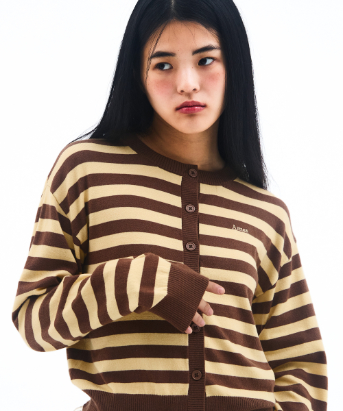 AMESWORLDWIDE(アメスワールドワイド)の「STRIPE ROUND NECK CARDIGAN YELLOW(カーディガン/ボレロ・レディース・その他・FREE)」の6枚目の写真
