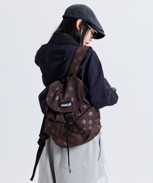 POLKA DOT FLAP BACKPACK BROWN