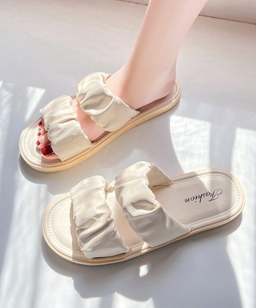 Miniministore(ミニミニストア)の「スリッパサンダル レディース ギャザー(サンダル・レディース・ブラック/アイボリー・M/S/L)」の2枚目の写真