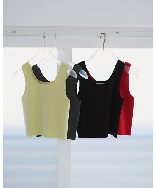 anuke(アンヌーク)の「Short Knit Tanktop(タンクトップ・レディース・ライトグリーン/レッド/チャコールグレー/ブラック・FREE)」の15枚目の写真