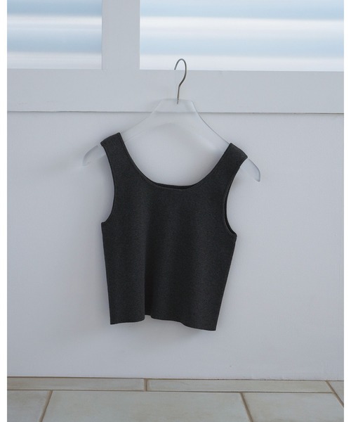 anuke(アンヌーク)の「Short Knit Tanktop(タンクトップ・レディース・ライトグリーン/レッド/チャコールグレー/ブラック・FREE)」の16枚目の写真