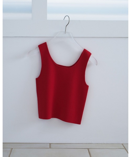 anuke(アンヌーク)の「Short Knit Tanktop(タンクトップ・レディース・ライトグリーン/レッド/チャコールグレー/ブラック・FREE)」の18枚目の写真