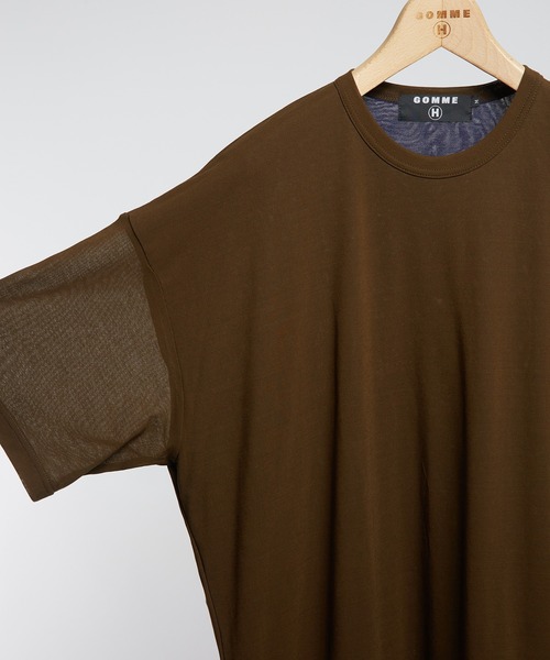 GOMME HOMME（ゴムオム）の「80/2強撚天竺　強撚ドロストＴ（Tシャツ/カットソー・メンズ・カーキ/ブラック・MEDIUM）」の8枚目の写真