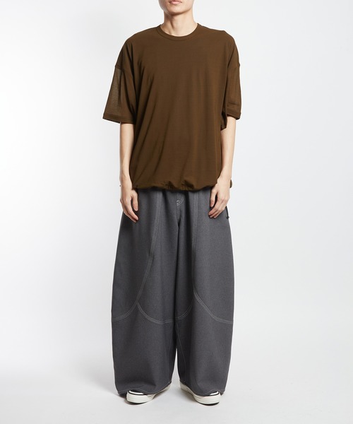GOMME HOMME（ゴムオム）の「80/2強撚天竺　強撚ドロストＴ（Tシャツ/カットソー・メンズ・カーキ/ブラック・MEDIUM）」の17枚目の写真
