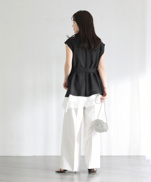 La TOTALITE(ラトータリテ)の「【洗える】ワークリネンライトジレ(ベスト・レディース・ブラック/ホワイト・FREE)」の5枚目の写真