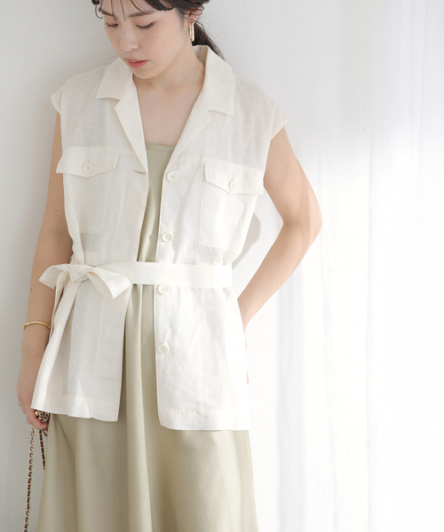 La TOTALITE(ラトータリテ)の「【洗える】ワークリネンライトジレ(ベスト・レディース・ブラック/ホワイト・FREE)」の13枚目の写真